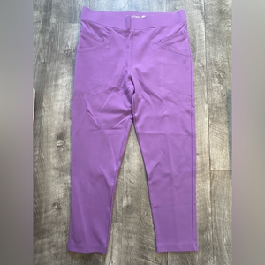 NWOT Betabrand Skinny Yoga Dress Pant Women's L Petite Purple‎ 6 Pockets Stretch